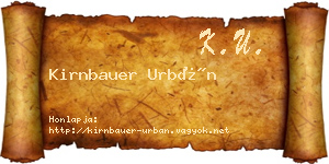 Kirnbauer Urbán névjegykártya